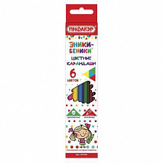 Карандаши  6 цв. ПИФАГОР "ЭНИКИ-БЕНИКИ", 6 цв., классические заточенные, 181345/Россия