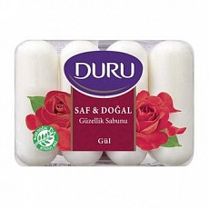 Мыло туалетное DURU PURE+ NAT  экопак 4*85гр.  Роза   /24