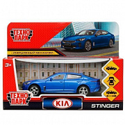 Машина металл KIA STINGER длина 12 см, двери, багаж., инерц, СИНИЙ, кор. Технопарк 336387   