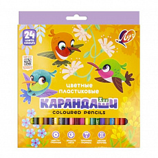 Карандаши 24 цв. шестигранные "ZOO" 24 цв. (пластиковые)