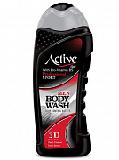 Гель для душа ACTIVE мужской, парфюмированный с витамином B5 "Спорт 3D" NATURAL, 400 мл, Blac
