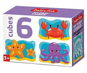 Кубики 6шт "Обитатели моря" (без обклейки) 6 шт Baby Toys арт.03532