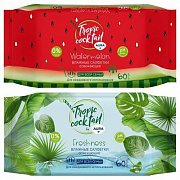 Влажные салфетки AURA TROPIC COCKTAIL освежающие в ассортименте big-pack 60шт 1/20