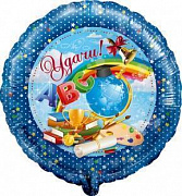 Шар (18''/46 см) Круг, Удачи в учебе!, Синий, 1 шт.